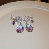 Flower & Teardrop Shape Drop Dangle Earrings Elegant Jewelry Gift For Women