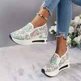 Women's Running Shoes, Mesh Breathable Lightweight Versatile Classic Embroidery Sport Shoes