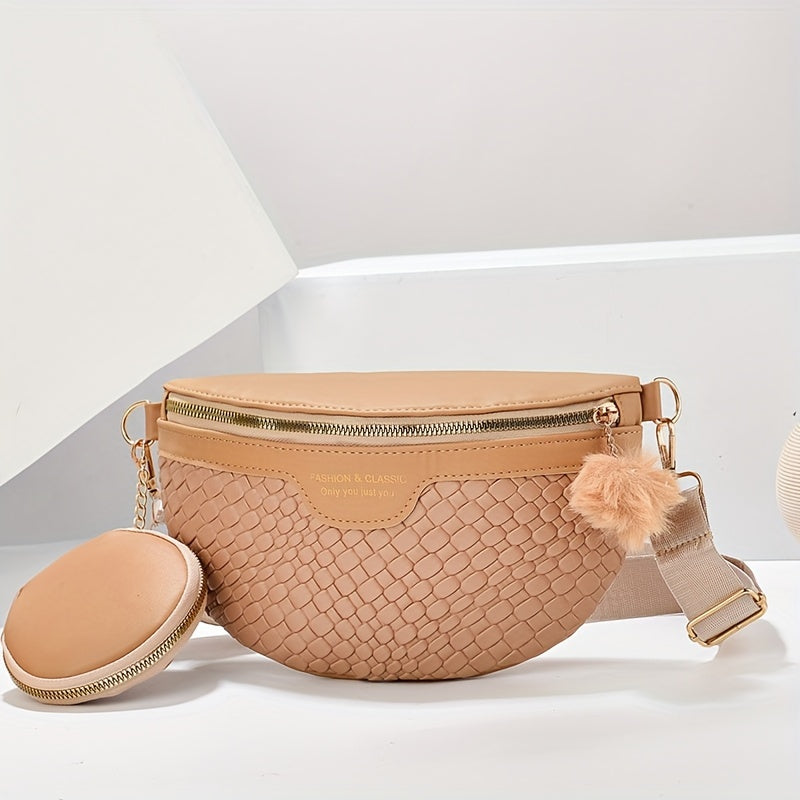 Women's PU Leather Waist Pack Fanny Pack with Adjustable Strap, Black Solid Color Sports Belt Bag, Lightweight Chest Pouch with Zipper Closure, Casual Fashion Crossbody Bag with Polyester Lining - Guangzhou Lightweight Sports