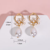 [Vintage Pearl Earrings] 14K Golden Freshwater Pearl Earrings | Vintage Floral, Rhinestone Accents, Stainless Steel Ear Needle, Cute Daily & Vacation Wear, All-Season Accessory