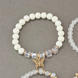 4pcs/set Bohemian Style Butterfly Charm Colorful Beaded Bracelets, Cute Hand Jewelry Gift For Girls