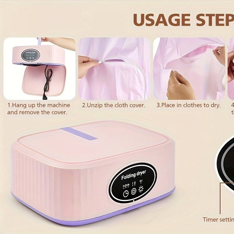 Portable Clothes Dryer, Mini Dryer Machine With Timing Function Equipped - Compact And Convenient Drying Solution For Apartment, Dorm, RV - Quick And Easy To Use Compact Dryer Machine With Dryer Bag For Delicate Garments