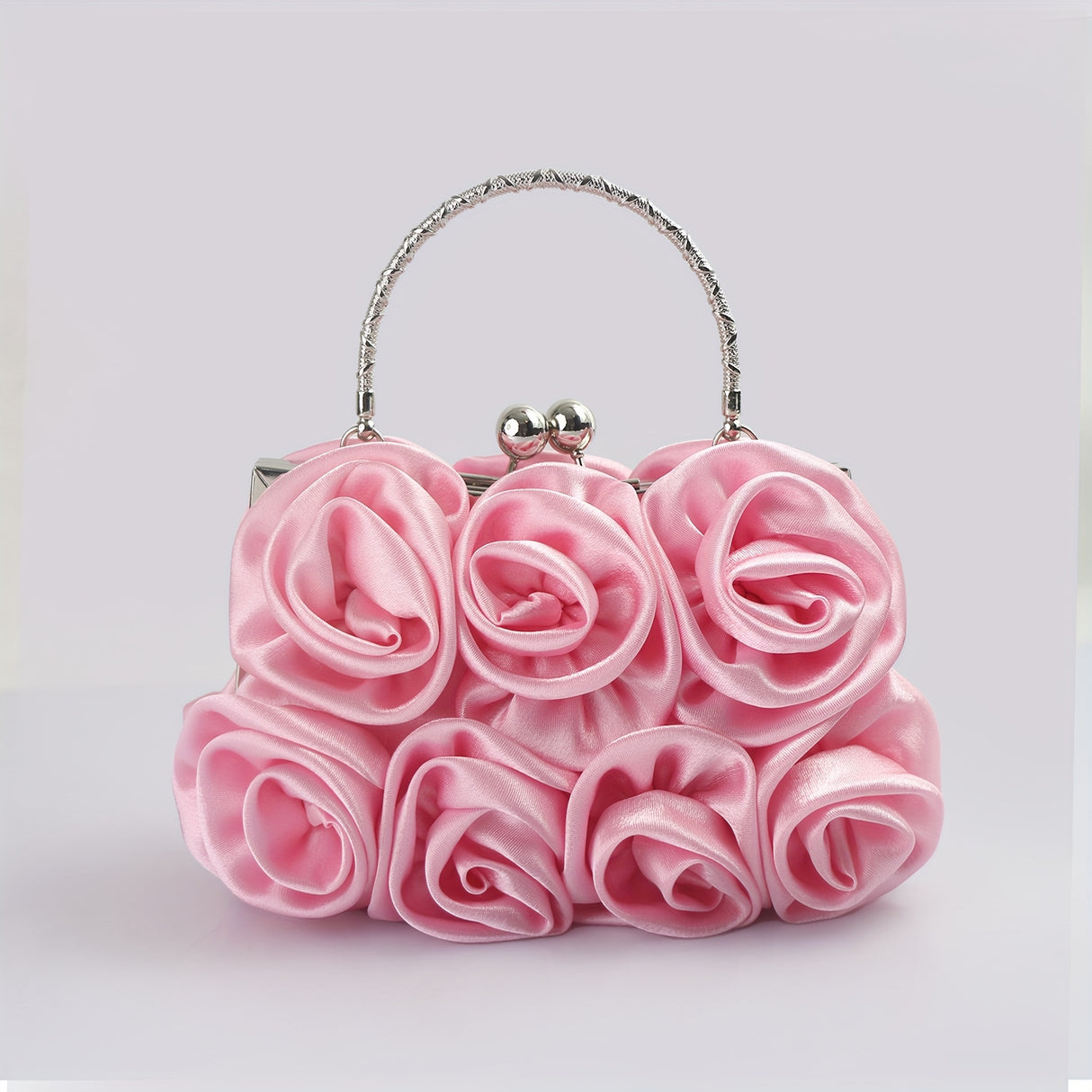 Elegant Floral Embellished Purse with Kiss Clasp