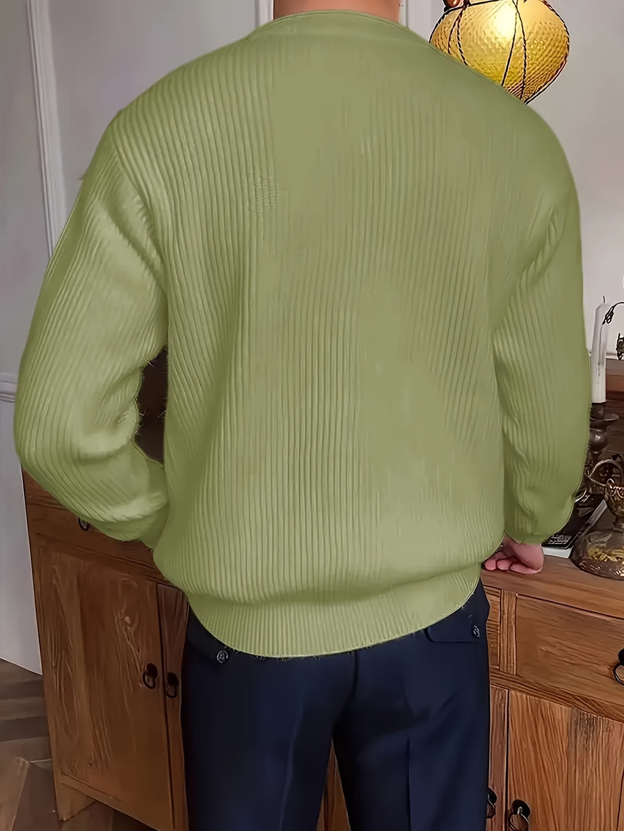 Cozy Solid Color Crew Neck Sweater for Men - Long Sleeve Pullover Tops for Spring and Fall - Soft, Breathable, and Versatile Casual Wear