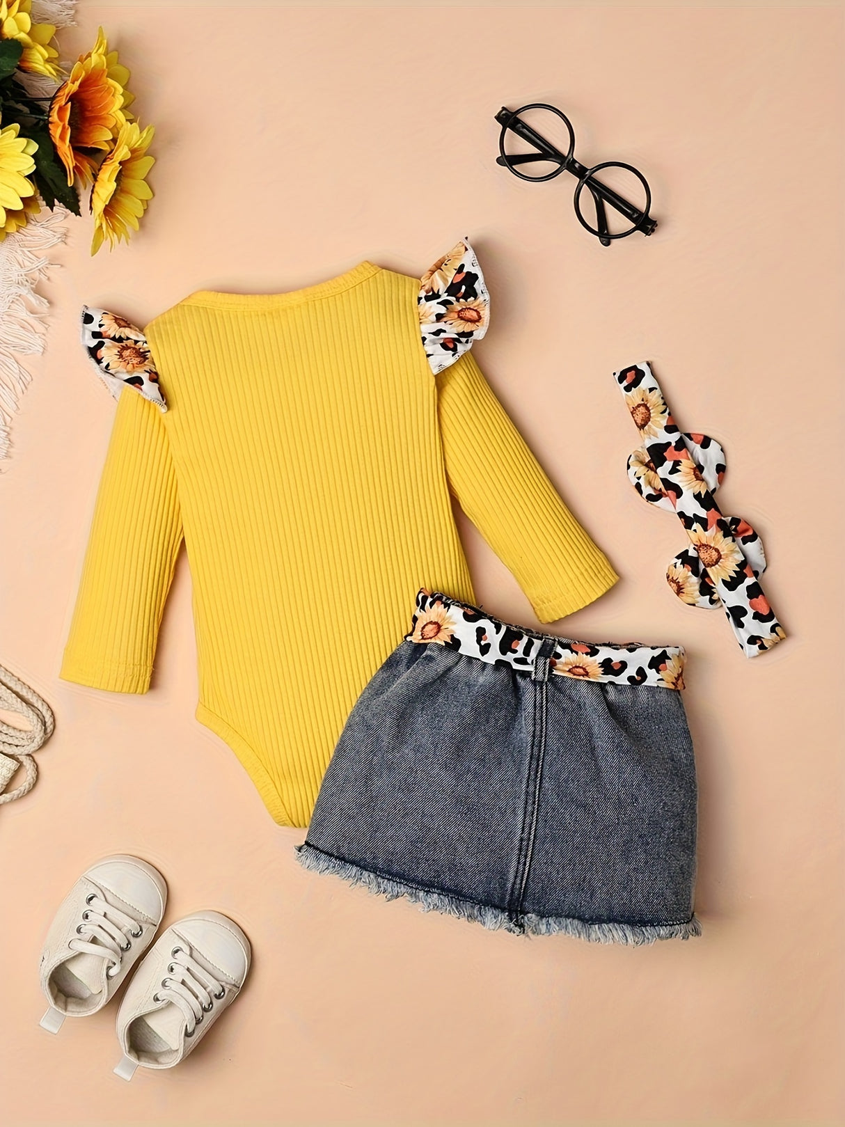 Baby Girl Clothes Newborn long Sleeve Ruffle Romper Short Jeans Pants Leporad Infant Outfits 3pcs 0-18 Months