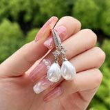 Elegant Ladies Imitation Pearl Pendant Dangle Earrings Bridal Romantic EngaSynthetic Gemstoneent Jewelry Anniversary Gift Jewelry