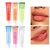 1/2/6pcs Ultra-Hydrating Lip Gel Collection - Nourishing Vitamin E, Rosehip, Argan Oil, Mint, Aloe, Coconut Moisturizing Transparent Lip Gloss with Plant Squalane - Random Color, Long-Lasting, Non-Sticky, Clear Lip Oil for So