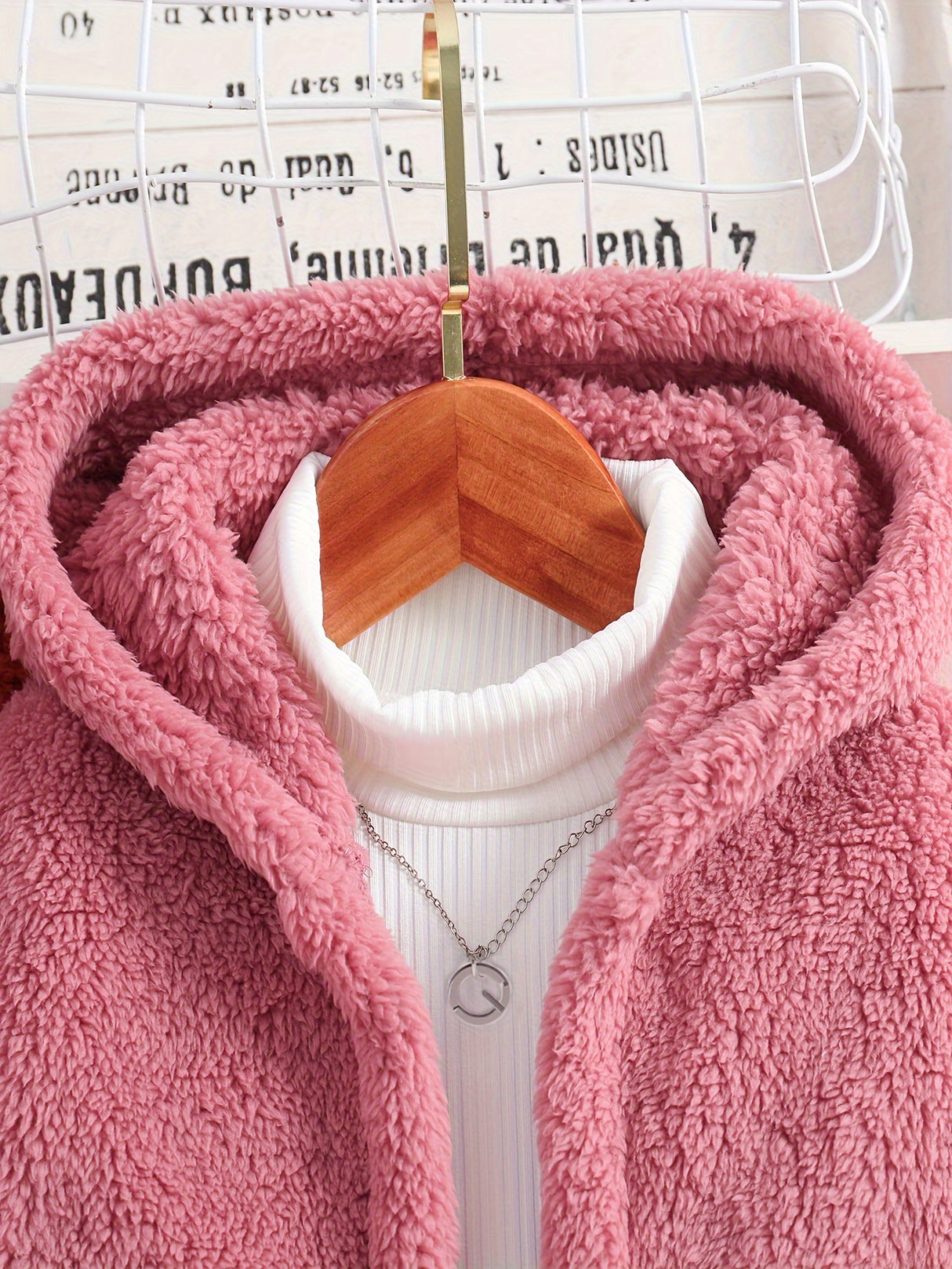 Comfy 2pcs Girls, Plush Sleeveless Hooded Jacket + Turtleneck Pullover Set Kids Clothes For Spring Fall Winter Gift