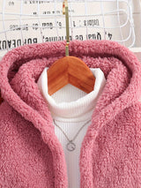 Comfy 2pcs Girls, Plush Sleeveless Hooded Jacket + Turtleneck Pullover Set Kids Clothes For Spring Fall Winter Gift