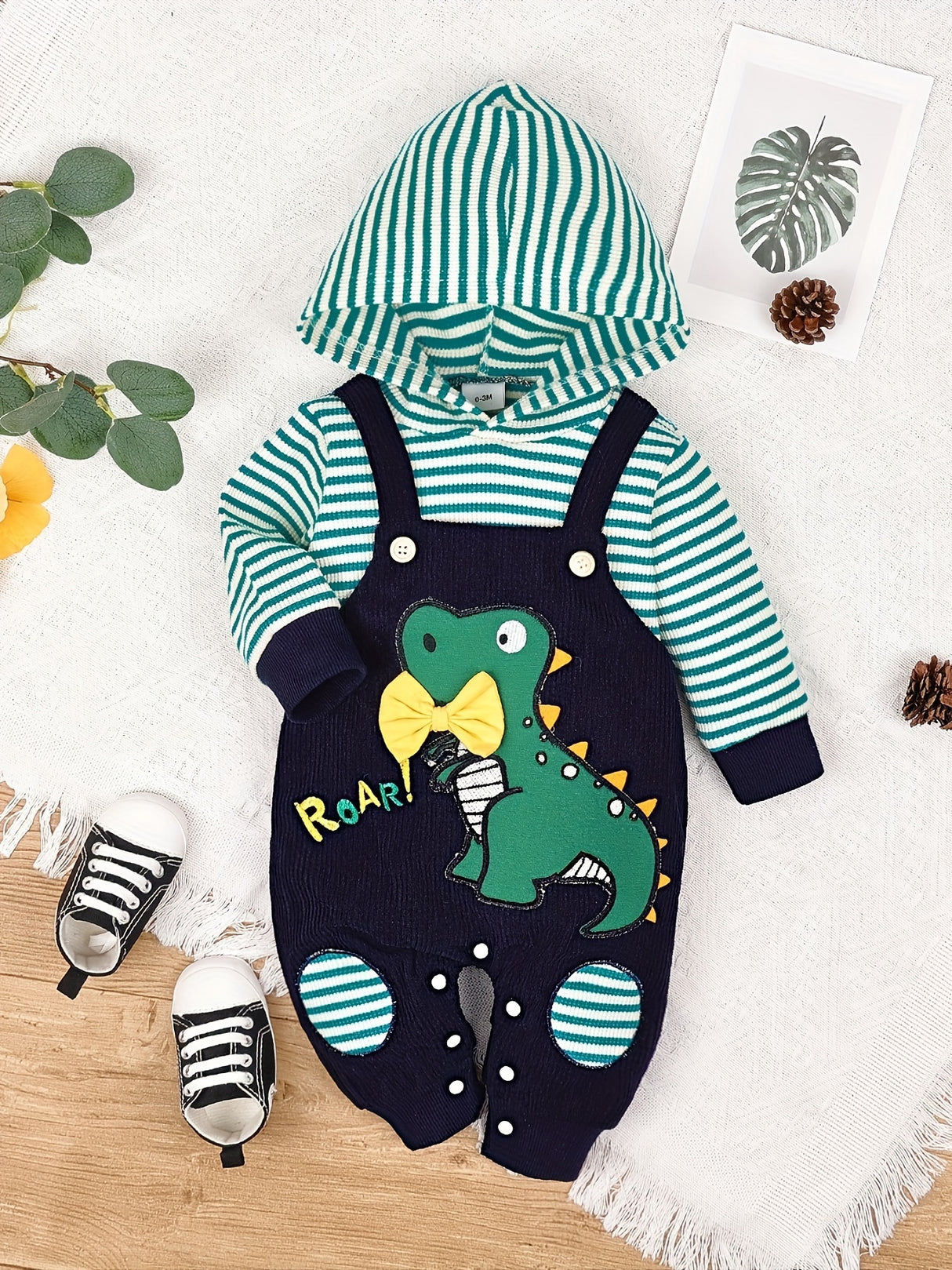 Baby Boy Clothes Newborn Outfits Infant Fall Winter Long Sleeve Cartoon Romper Bodysuit+ Pocket Pants Set 0 Months-18 Months, for Outdoor