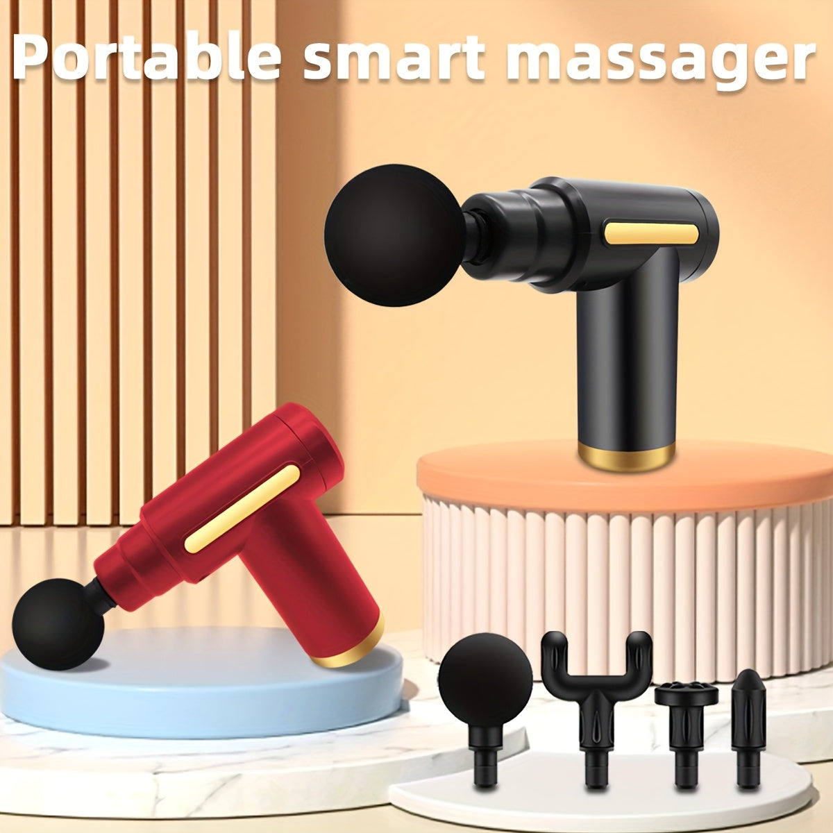 Ultra-long Battery Life, Four Kinds Of Massage Heads Can Be Replaced With Massage Guns MINI Convenient TYPE-C Electric Massager, Six-speed Adjustable Mute Fascia Gun, Multi-function Button Fascia Gun.