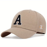 Solid Color Simple Casual Sports Hat - Letter A Embroidery Baseball Cap - Sunscreen Dad Hats
