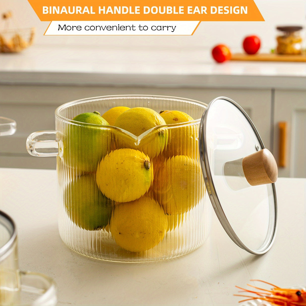 1pc, Glass Soup Pot, Glass Cooking Pot With Lid, 2.3L (78oz) Heat Resistant Borosilicate Glass Cookware, Stovetop Pot Set, Paella Pan Simmer Pot With Cover Safe For Soup, Milk