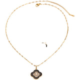 Elegant Flower Pendant Necklace and Stud Earrings Set with Shiny Zircon Inlay - Stunning Copper Jewelry Set for Women