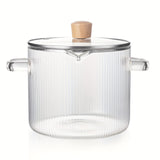 1pc, Glass Soup Pot, Glass Cooking Pot With Lid, 2.3L (78oz) Heat Resistant Borosilicate Glass Cookware, Stovetop Pot Set, Paella Pan Simmer Pot With Cover Safe For Soup, Milk