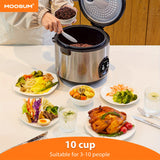 MOOSUM Electric Rice Cooker with One Touch for Asian Japanese Sushi Rice, 10-cup Uncooked/20-cup Cooked, Fast&Convenient Cooker with Steamer, Stainless Steel Housing and Auto Warmer