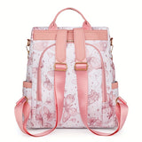 New Chinese Style Silvery Butterfly Print Bag for Women PU Soft This Year's Popular Versatile Single Shoulder Double Shoulder Handbag Trendy Anti-theft School Bag Large Capacity Simple Commuting Outdoor Travel Work Women's Ba