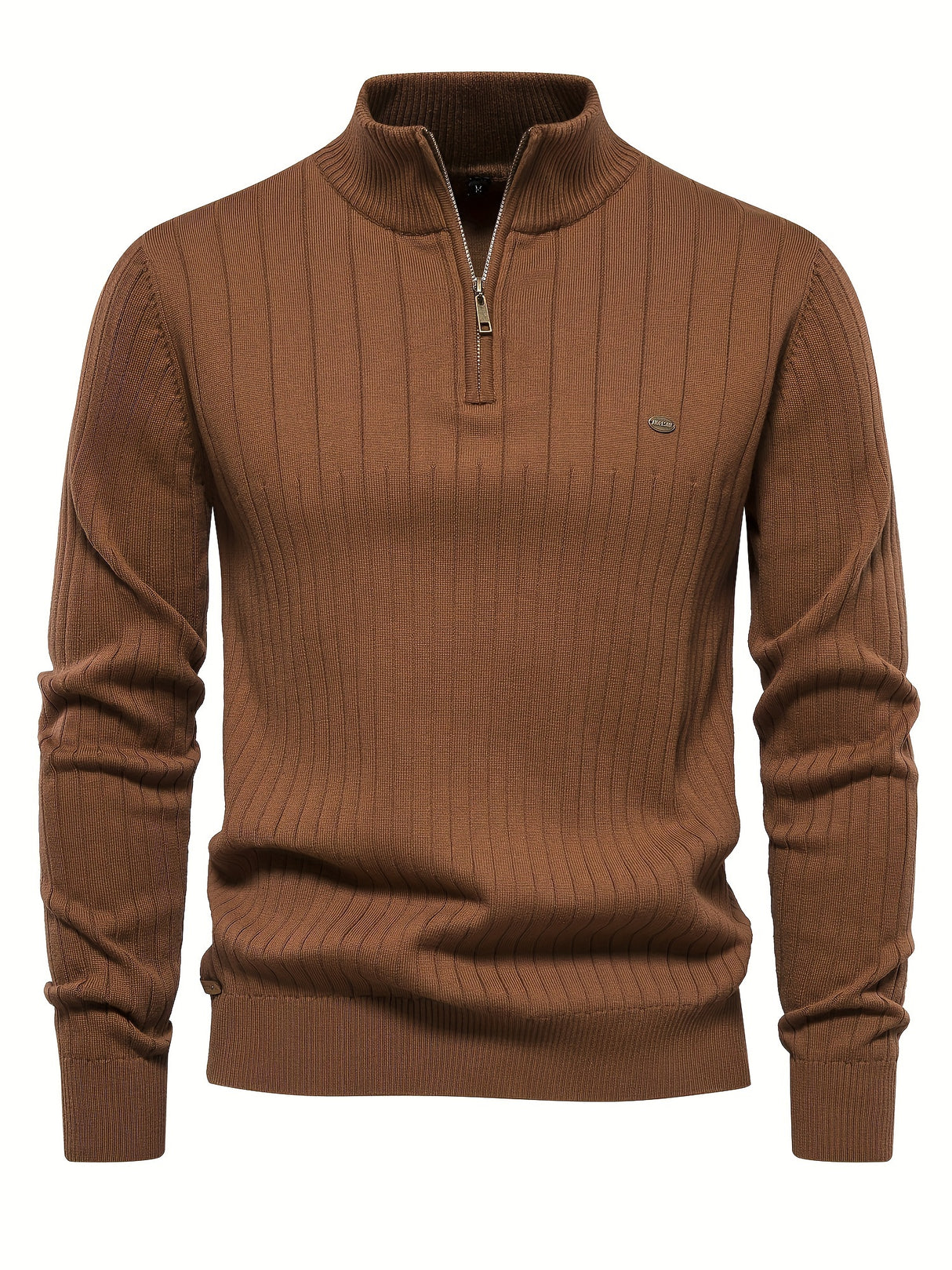 Men's Casual Cotton Warm Slightly Stretch Half Zipper Stand Collar Pullover Sweater For Men Fall Winter