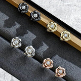 Shiny Zircon Flower Stud Earrings - Delicate Daily Jewelry for Women