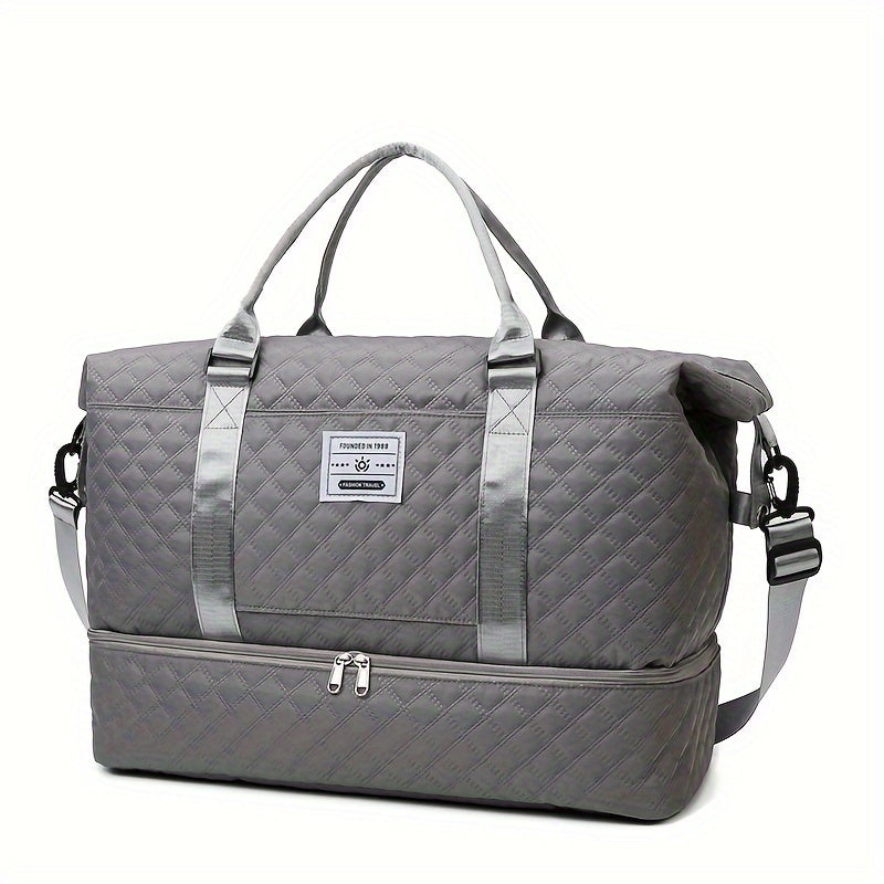 Large Capacity Travel Duffel Bag in Oxford Fabric, Portable Sports Gym Storage Bag, Weekend Overnight Bag for Women