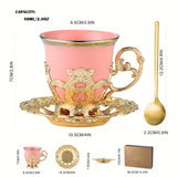 Sakura Train Set, Turkish Arabic Coffee Cups And Saucers, Espresso Cups With Saucer Plates And Spoons, Ceramic Tea Sets With Gift Box, 2.8 OZ (Golden)