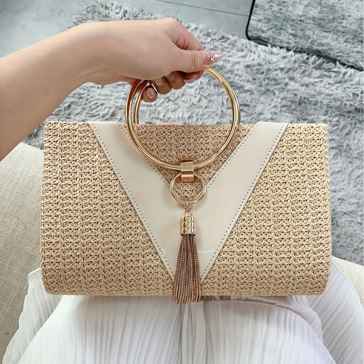 Stylish Chain Shoulder Bag, Retro Tassel Decor Braided Handbag, Versatile Banquet Evening Party Clutch Purse - Perfect for Carnival Mardi Gras Music Festival