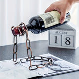 [Iron Chain Wine Holder] Modern Decorative 1pc Iron Chain Wine Bottle Holder - Hanging Wine Rack, Novelty Suspended Bottle Display Stand, Elegant Centerpiece for Living Room, Kitchen Storage Organizer