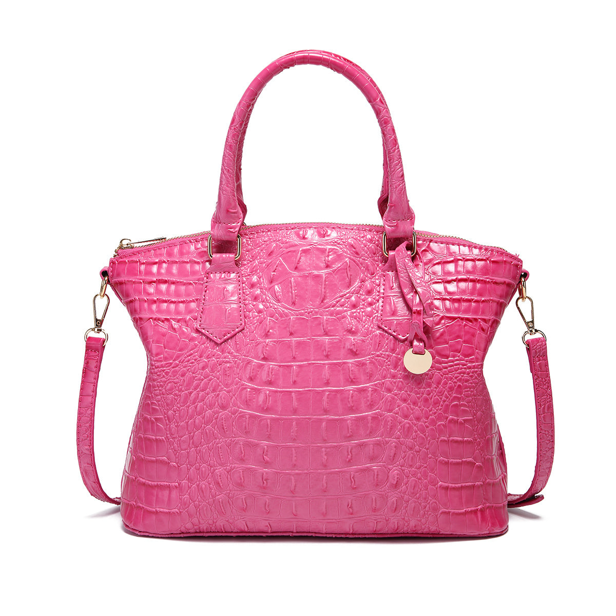 Chic Crocodile Embossed Womens Handbag - Top Handle Satchel with Roomy Interior & Convertible Crossbody Strap - Fashion Purse for Everyday Style