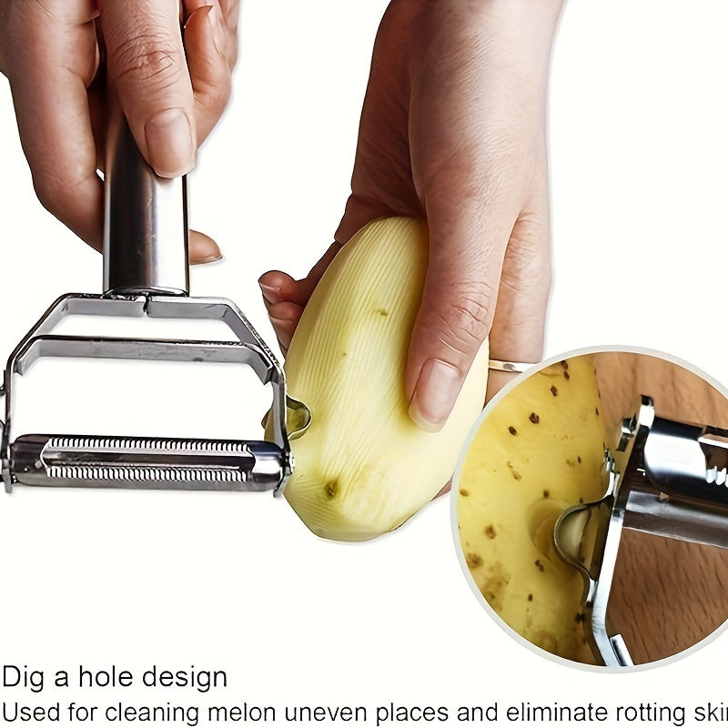 1-3pc, 2 In 1 Stainless Steel Vegetable Peeler, Julienne Cutter, Slicer, Shredder, Scraper, Fruit, Potatoes, Carrot, Cucumber, Kitchen, Home Staple, Housewarming Gift