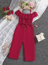 Girls Ruffle Cami Romper Belt Off Shoulder Elegant Summer Spring Autumn Kids Clothes