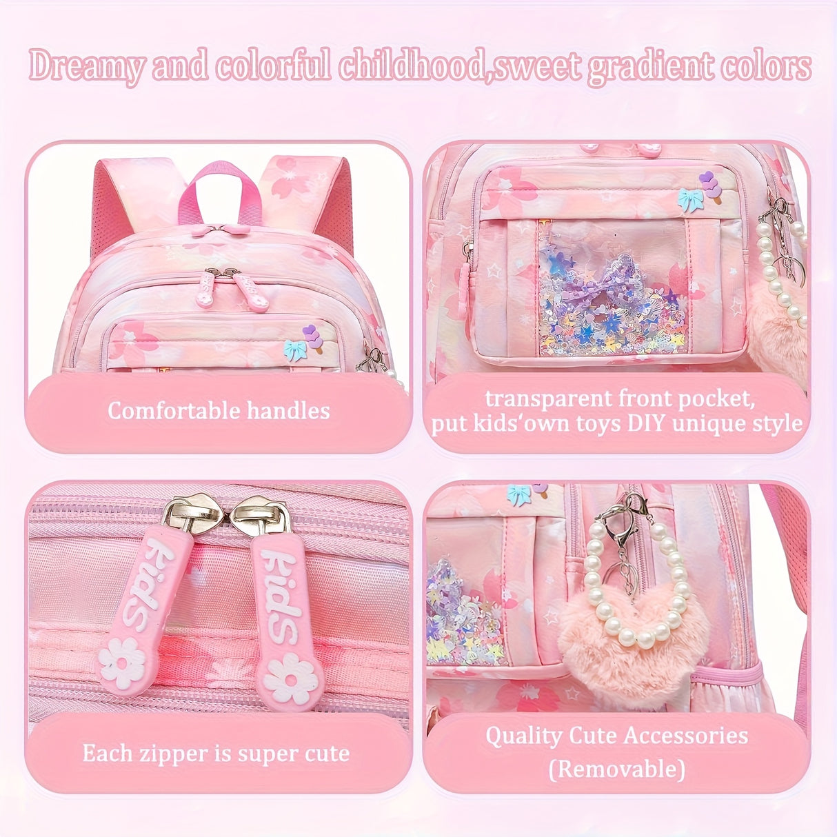Girls' Hello Kitty Backpack/Duffel Bag - Pastel Pink School Bag with Zipper Closure, Large Capacity Travel luggage, Adjustable Shoulder Straps - Lightweight daypack for Girls, Birthday/Christmas/Holiday Gift for Anime Fans, O