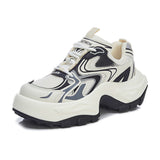 Women's Fashion Trendy Thick Bottom Running Shoes, Versatile Breathable Lace Up Chunky Sneakers