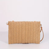 Stylish Woven Straw Envelope Clutch Bag - Summer Beach Travel Accessory with Rattan Wrist Strap, Spacious Interior, and Chic Design - Perfect for Women's Vacation, Travel, and Daily Use