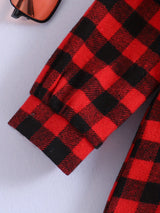 Vintage Style, Plaid Long Sleeve Button Front Shirt Kids Clothes Spring Fall