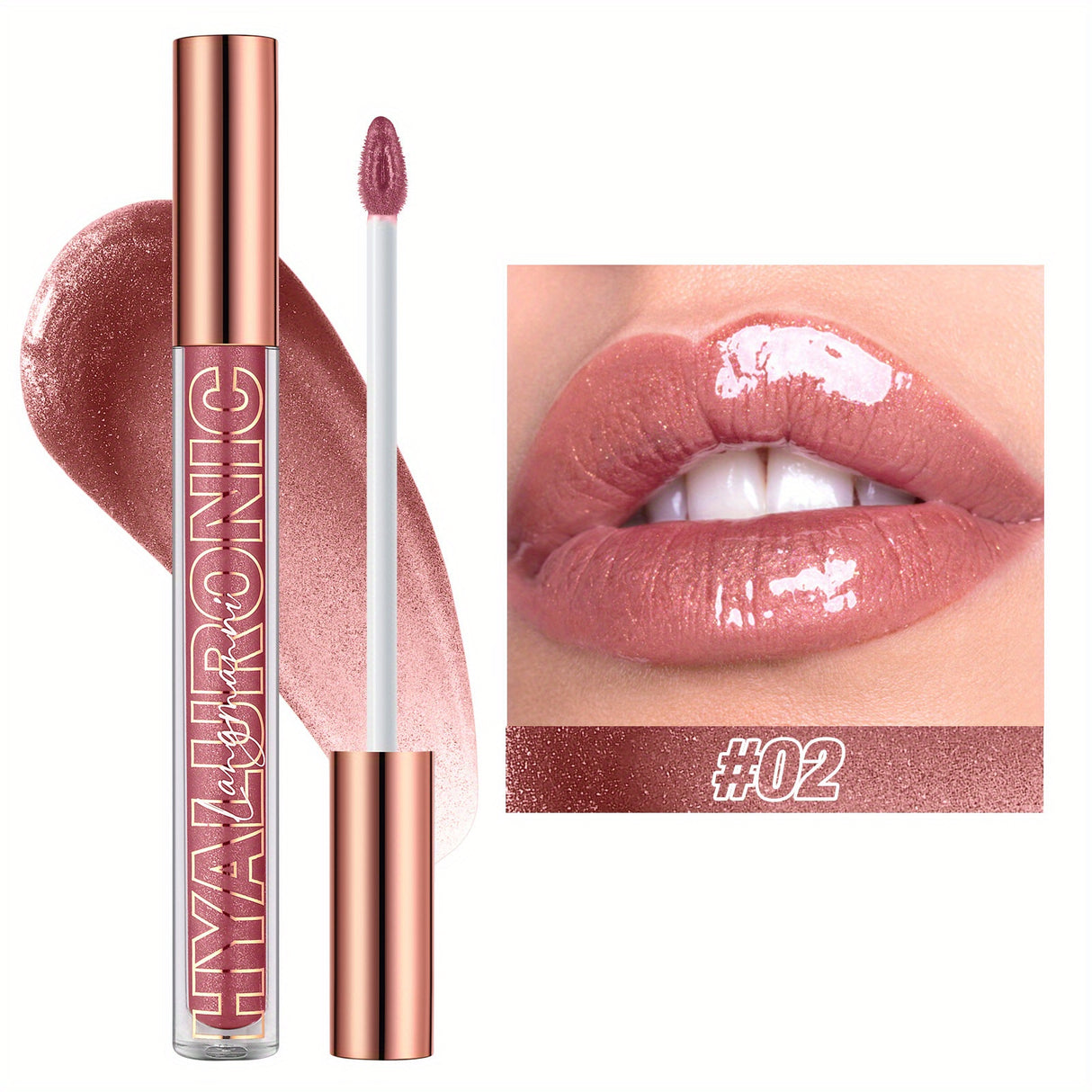 Eight Colors Hyaluronic Acid Moisturizing Lip Glaze Glitter Gloss - Non-Stick, Hydrating, Natural Nude Makeup - Perfect Valentine's Day Gifts, Music Festival Essentials, Long-Lasting, Cruelty-Free, Paraben-Free