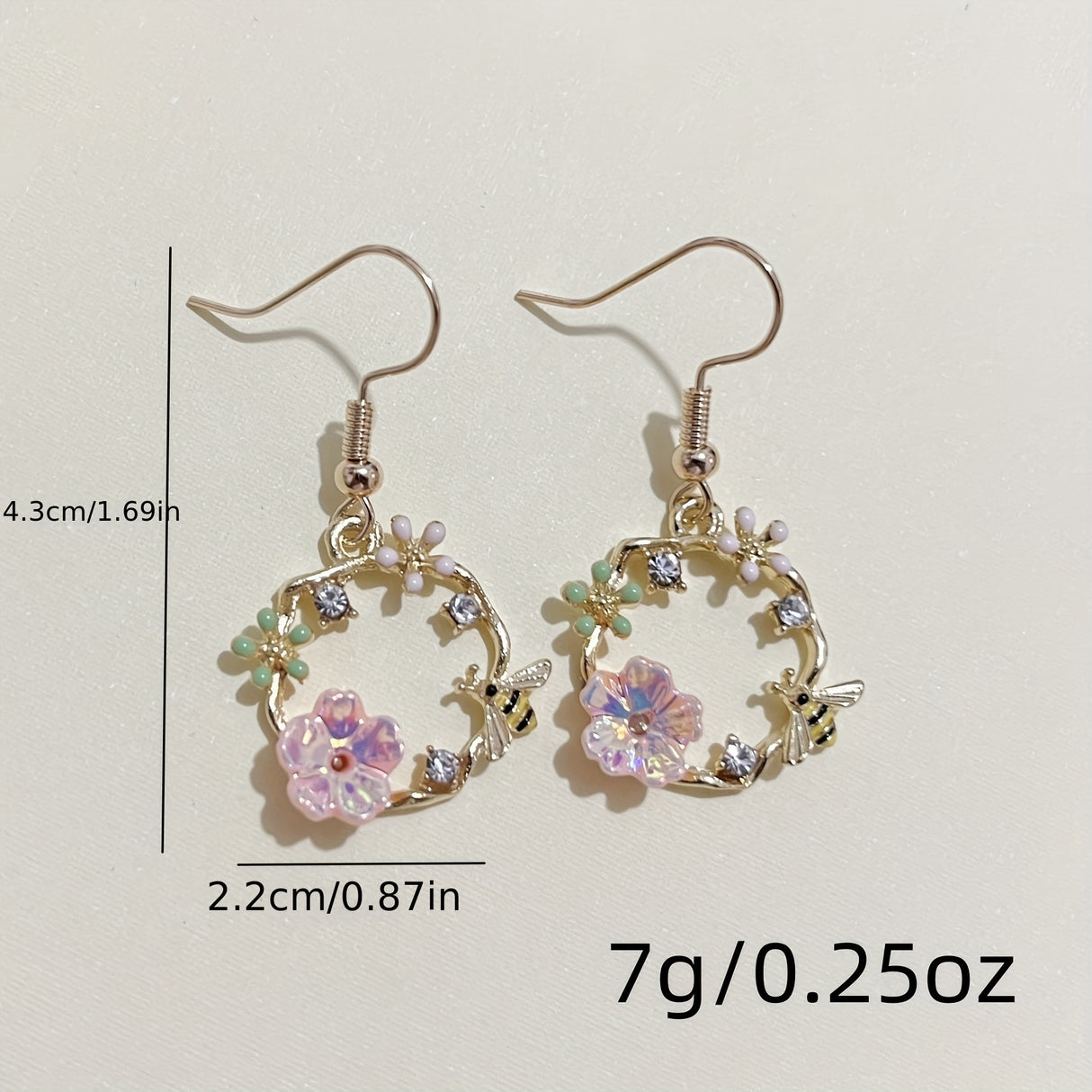 Dongda Super Fairy Quality Silvery Needle Bee Garland Shell Flower Stud Earrings