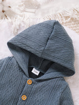 BROWNBARK Cozy Brown Hooded Baby Boy Bodysuit - Cute Pit Strip Knit, Long Sleeve with Easy-Button Closure, Polyester & Elastane Blend, Machine Washable - Perfect for Fall, Baby Boy Clothes, BROWNBARK, Perfect for Outdoor