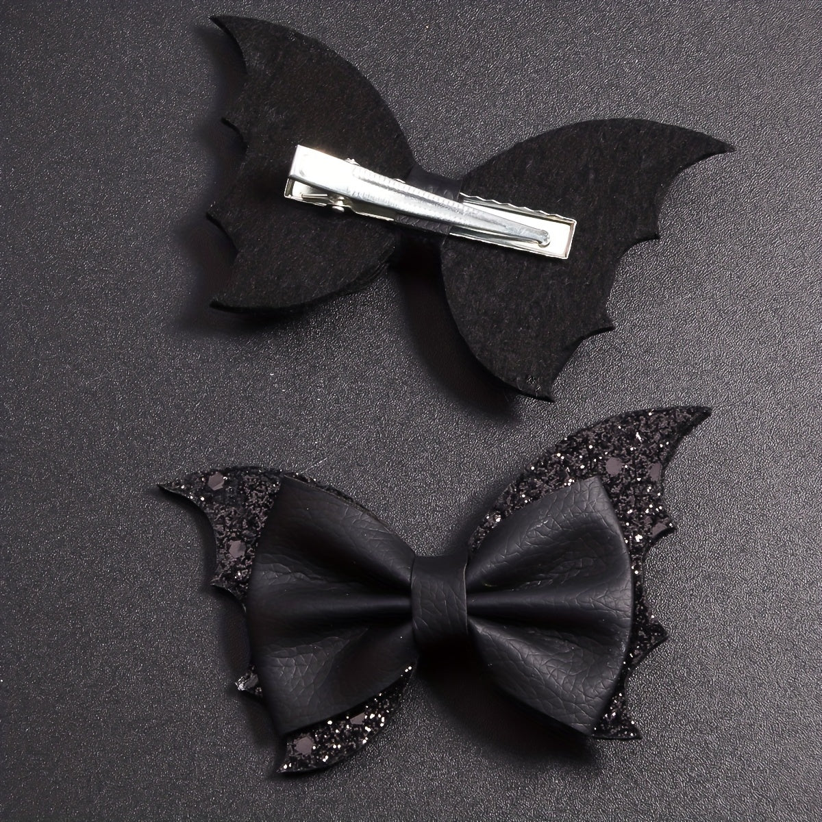 2pcs, Delicate Gothic Punk Bat Wings Design Hair Bows, Girls Halloween Style Casual Leisure Hair Accessories, Gift Photo Props