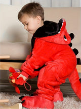 1pc Boys Cozy Dinosaur Hooded Jumpsuit For Halloween Parties, Boys Clothes