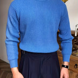 Cozy Solid Color Crew Neck Sweater for Men - Long Sleeve Pullover Tops for Spring and Fall - Soft, Breathable, and Versatile Casual Wear