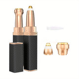1pc FAMORIAL Women's 2-in-1 Rechargeable Eyebrow Trimmer & Facial Hair Remover with Built-in LED Light, Painless Hair Shaver with Golden-Tipped Head & Handle, Multi-Purpose for Face, Body, Eyebrows, Lips, Chin, Arms, Legs - W