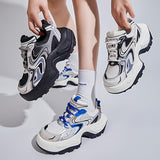 Women's Fashion Trendy Thick Bottom Running Shoes, Versatile Breathable Lace Up Chunky Sneakers
