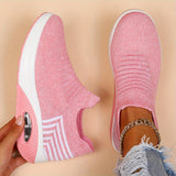 All-Season Women's Lightweight Sneakers - Stabilizing Air Cushion, Slip-On Running Shoes in Sleek Black