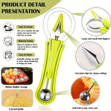 4-Piece Fruit Carving Knife Set - Stainless Steel Watermelon Slicer, Melon Baller Scoop, Seed Remover, Peeler - Multifunctional Fruit Shaping Kitchen Gadgets for Fruit Preparation & Decoration
