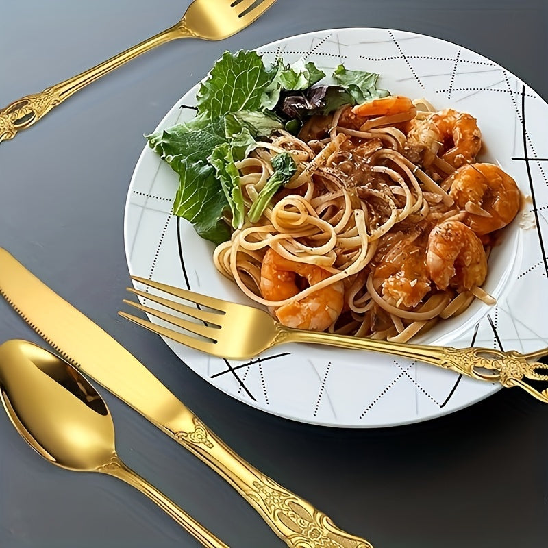 20/30pcs Vintage Baroque Style  Silverware Set, Elegant Dinnerware for Weddings, Restaurants, and Home Dining