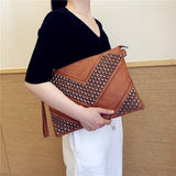 Fashion-Forward Womens Rivet Clutch Bag - Spiky Punk Style Crossbody Envelope Purse - Perfect for Everyday or Night Out Glam