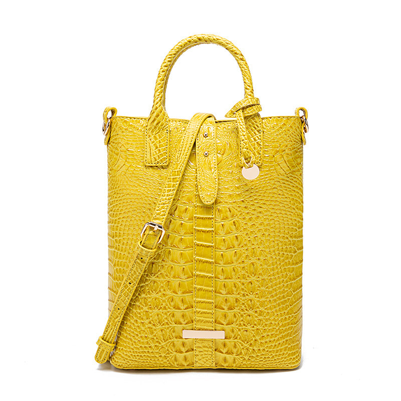 Luxurious Crocodile Embossed PU Tote Bag - Removable Strap, Buckle Closure, Edge Painted - Classic Womens Office and Work Purse for Trendy Ladies