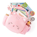 1pc Pink Cat-Shaped Toddler Backpack, Polyester Fiber, Cute Cartoon Animal Design, Soft Kids School Bag, Perfect Gift for Children, Party Favor, Holiday Decor - 11 Inches
