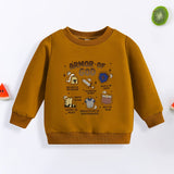 1pc Toddler Boys' Casual Long Sleeve "Armor of God" Print Pullover Sweatshirt, Polyester Knit Cartoon Pattern, Round Neck, Elastic Fabric, Loose Fit for Spring/Autumn