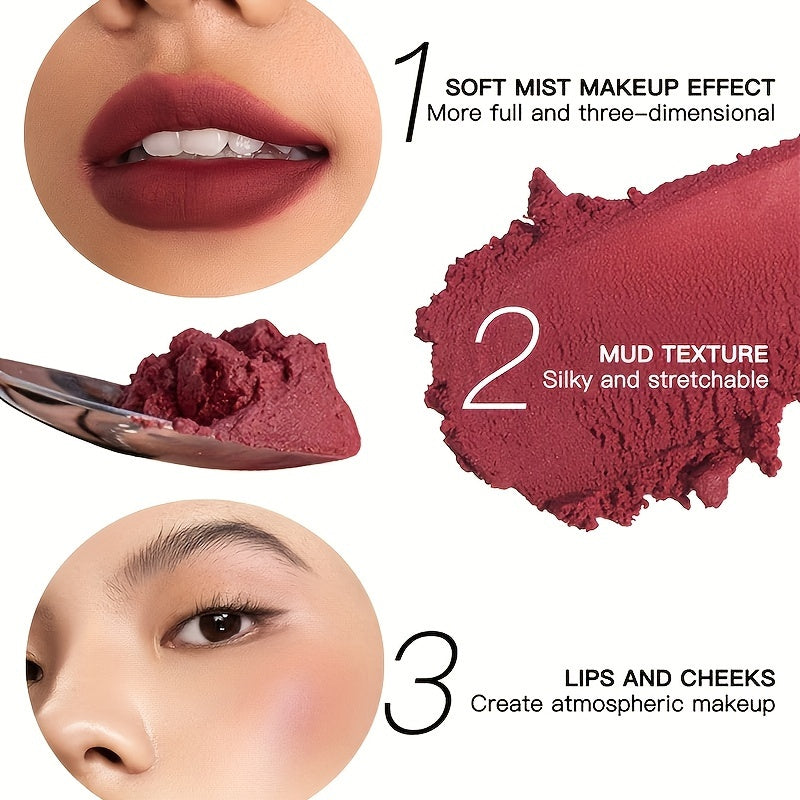 1pc, Non-Sticky Lasting Lip Glaze, Matte Lip Mud, High Pigment Liquid Lipsticks Lip Gloss, Ideal Mardi Gras Festival Party Makeup, With Black Green Blue White Glossy Pink Highlighter Rose Brown Purple Tones
